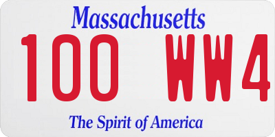 MA license plate 100WW4