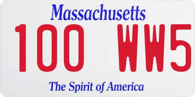 MA license plate 100WW5