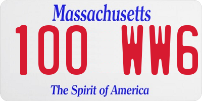 MA license plate 100WW6