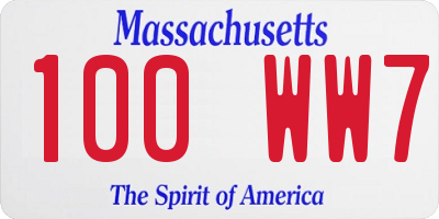 MA license plate 100WW7