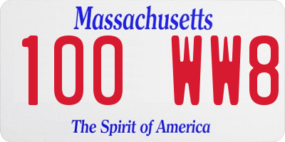 MA license plate 100WW8