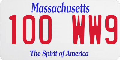 MA license plate 100WW9