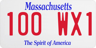 MA license plate 100WX1