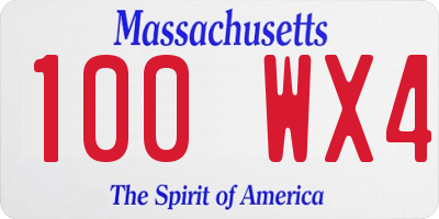 MA license plate 100WX4