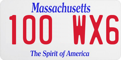 MA license plate 100WX6