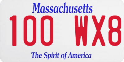 MA license plate 100WX8