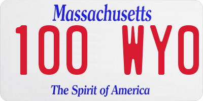 MA license plate 100WY0