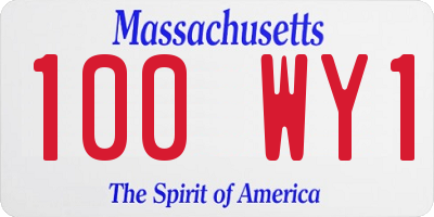 MA license plate 100WY1