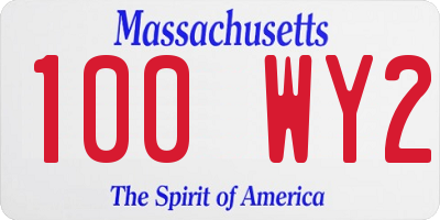 MA license plate 100WY2