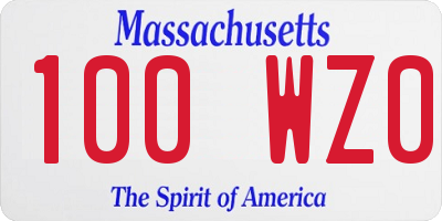 MA license plate 100WZ0