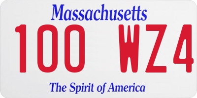 MA license plate 100WZ4