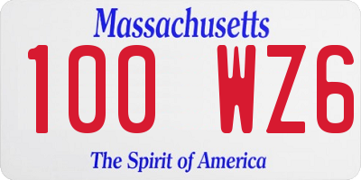 MA license plate 100WZ6