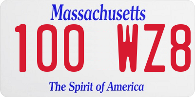 MA license plate 100WZ8