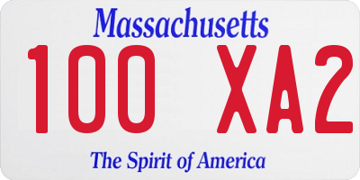 MA license plate 100XA2