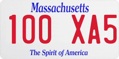 MA license plate 100XA5