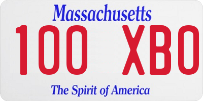 MA license plate 100XB0