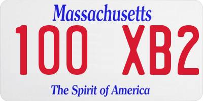 MA license plate 100XB2