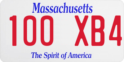 MA license plate 100XB4