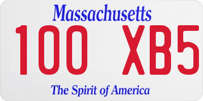 MA license plate 100XB5