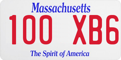 MA license plate 100XB6