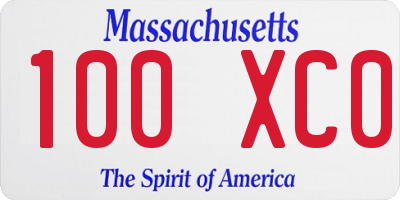 MA license plate 100XC0