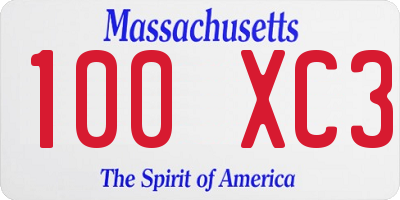 MA license plate 100XC3