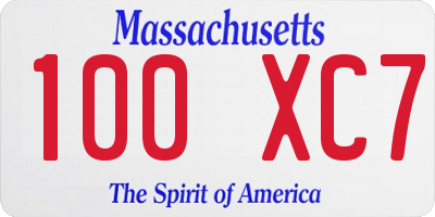 MA license plate 100XC7