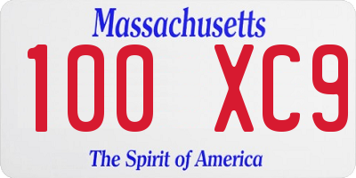 MA license plate 100XC9