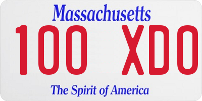 MA license plate 100XD0