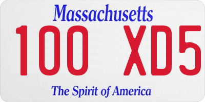 MA license plate 100XD5