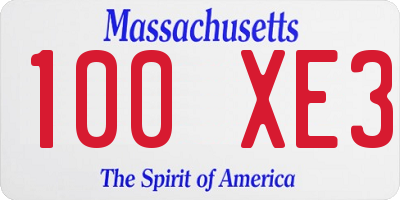 MA license plate 100XE3