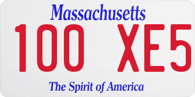 MA license plate 100XE5