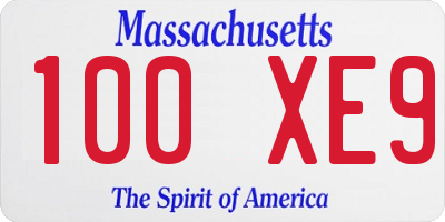 MA license plate 100XE9