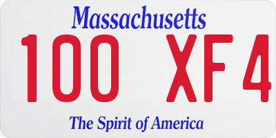 MA license plate 100XF4