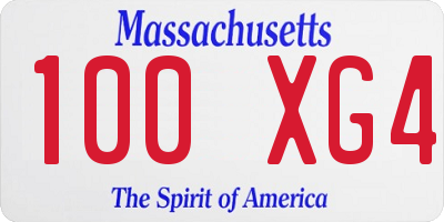 MA license plate 100XG4