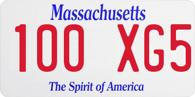 MA license plate 100XG5