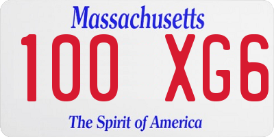 MA license plate 100XG6