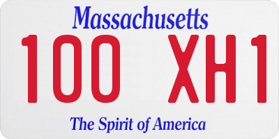 MA license plate 100XH1