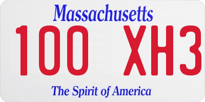 MA license plate 100XH3