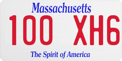 MA license plate 100XH6