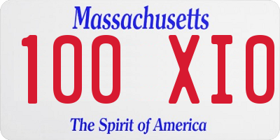 MA license plate 100XI0