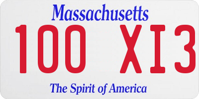 MA license plate 100XI3