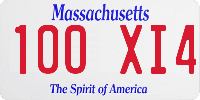 MA license plate 100XI4