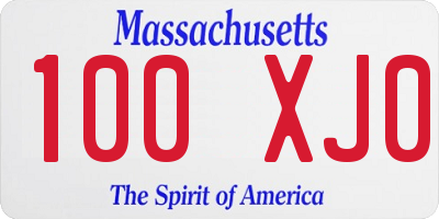 MA license plate 100XJ0