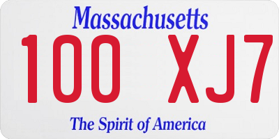 MA license plate 100XJ7