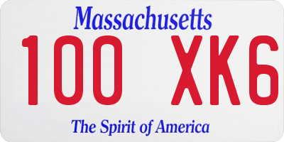 MA license plate 100XK6