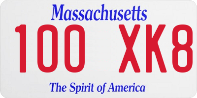 MA license plate 100XK8