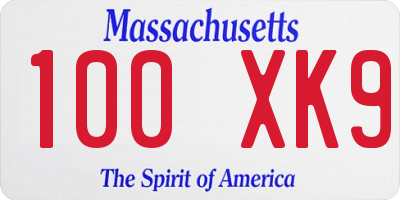 MA license plate 100XK9