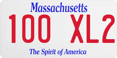 MA license plate 100XL2