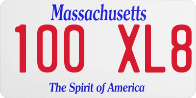 MA license plate 100XL8